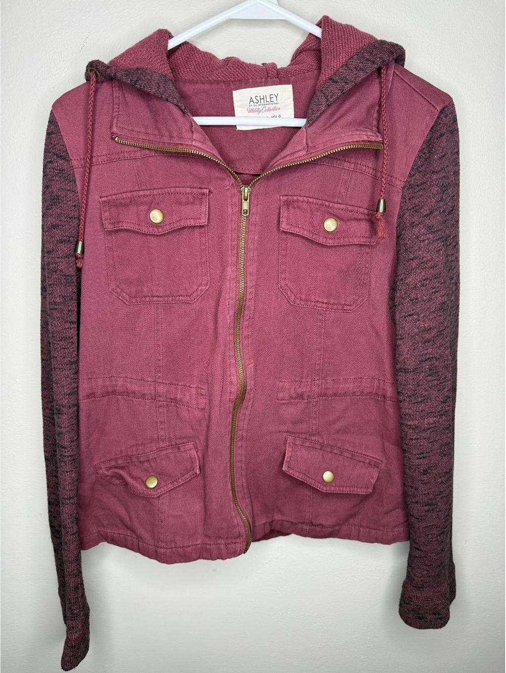 Ashley By 26 International Utility Collection Maroon Hooded Jacket Jacket L